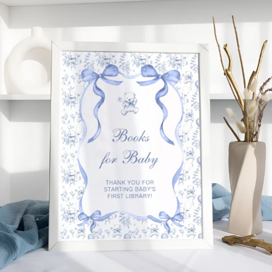 Toile Floral Teddy Bear Boeken voor Baby Poster