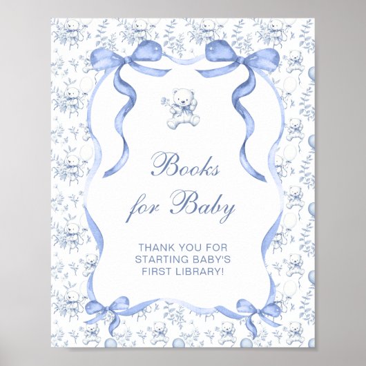 Toile Floral Teddy Bear Boeken voor Baby Poster (Voorkant)