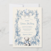 Toile Floral Teddy Bear Carriage Baby shower Kaart (Voorkant)