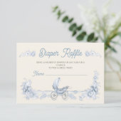 Toile Floral Teddy Bear Luier Raffle Kaart (Staand voorkant)