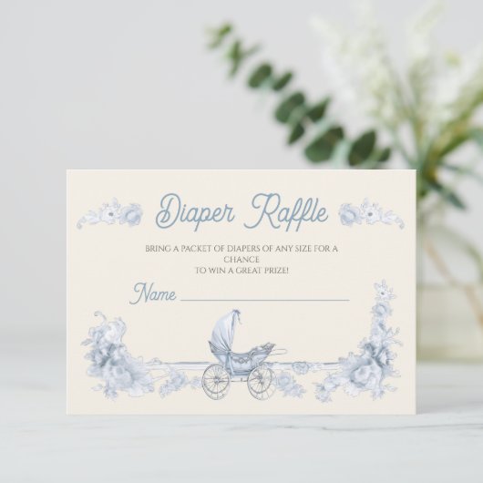 Toile Floral Teddy Bear Luier Raffle Kaart (Staand voorkant)