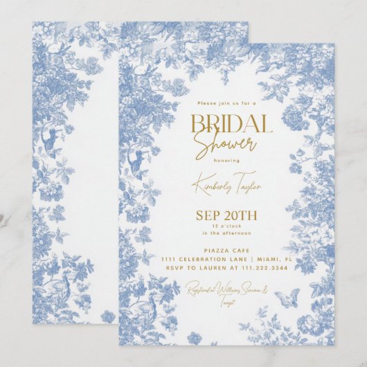 Toile Floral Vrijgezellenfeest Kaart (Voorkant / Achterkant)