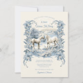 Toile Floral White Horses Baby shower Kaart (Voorkant)