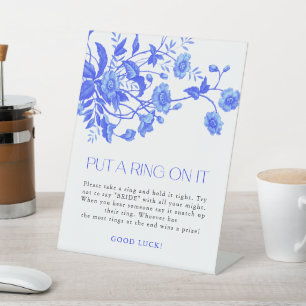 Toile Floral zet een ring op het Vrijgezellenfeest Reclamebord Met Voetstuk
