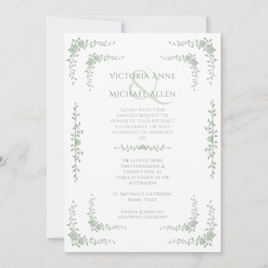 Toile Frans Elegante Huwelijksuitnodiging Kaart (Voorkant)