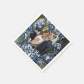 Toile Franse  Blauwe Bloemen Huwelijk Servet (Hoek)