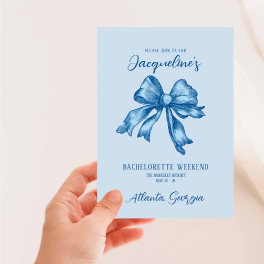 Toile Franse Blauwe Coquette Bachelorette Kaart