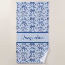 Toile Franse Blauwe Coquette Bow Wedding Party Strandlaken