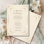 Toile Franse Neutral Wedding Invitation Kaart<br><div class="desc">Verhoog uw bruiloft met deze en elegante huwelijksuitnodiging, met een elegant lijst dat tijdloze sophisticatie uitstraalt in een faux gouden kleur versieringen Ontworpen met exquise aandacht voor detail, benadrukt deze uitnodiging elegante lettertypen en vormelijke bewoordingen, ideaal voor het instellen van de toon voor uw speciale dag. De prachtige bloemenaccenten worden...</div>