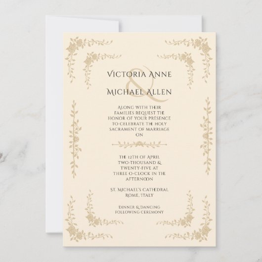  Toile Franse Neutral Wedding Invitation Kaart (Voorkant)