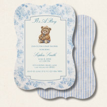 Toile Franse Stofblauw Bloemige Vintage Teddibeer
