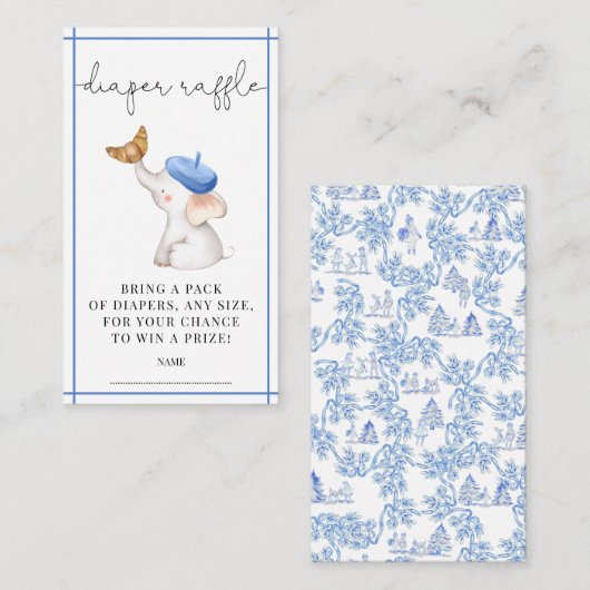 Toile French Pink Girl Baby shower Diaper Raffle E Informatiekaartje (Voorkant / Achterkant)