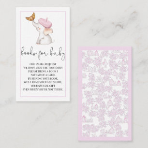 Toile French roze Girl Baby shower Books for Baby Informatiekaartje