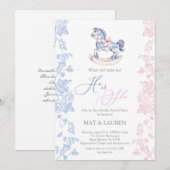 Toile Gender Reveal Invitation Kaart (Voorkant / Achterkant)