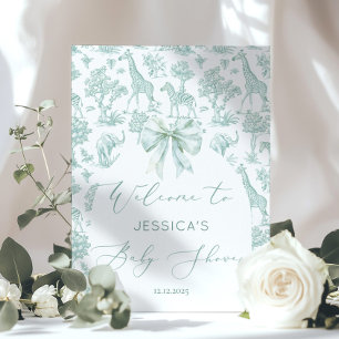 Toile Green Safari Animals Baby shower Welkom Poster