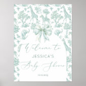 Toile Green Safari Animals Baby shower Welkom Poster (Voorkant)