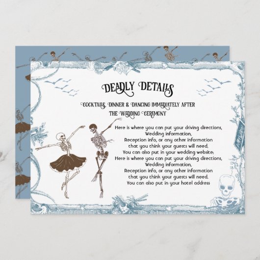 Toile Halloween Gotisch skelet Details Info Kaart (Voorkant / Achterkant)