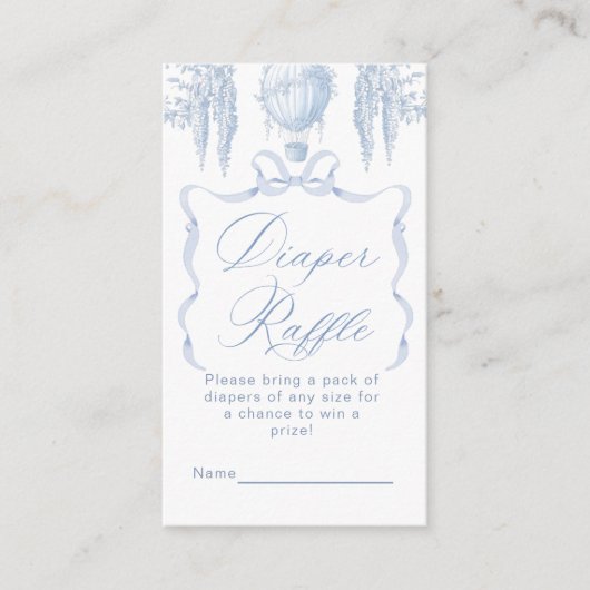 Toile heteluchtballon boog Luier verloting ticket Informatiekaartje (Voorkant)