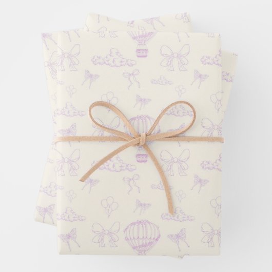 Toile Hot Air-Balloon And Bows Seamless Pattern Inpakpapier Vel (In situ)