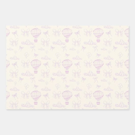 Toile Hot Air-Balloon And Bows Seamless Pattern Inpakpapier Vel (Voorkant)