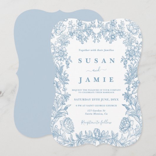 Toile Huwelijksuitnodiging Kaart (Voorkant / Achterkant)