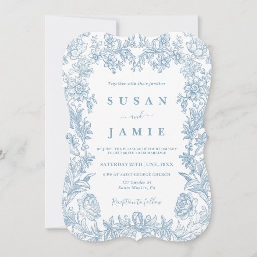 Toile Huwelijksuitnodiging Kaart (Voorkant)