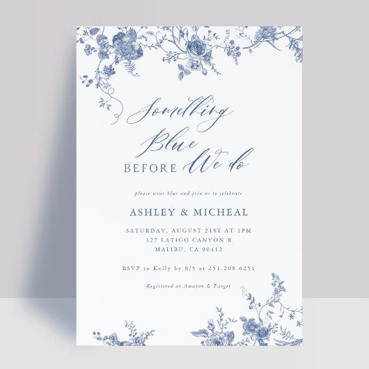 Toile Iets Blauws Voordat Ik Trouw Bruidsfeest Kaart