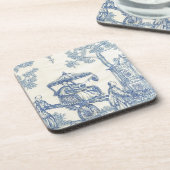 Toile in Blue & White Bier Onderzetter (Linkerzijde)