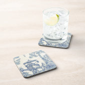 Toile in Blue & White Bier Onderzetter (Rechterzijde)