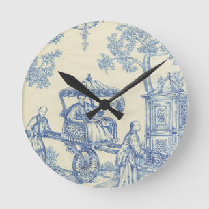 Toile in Blue & White Ronde Klok