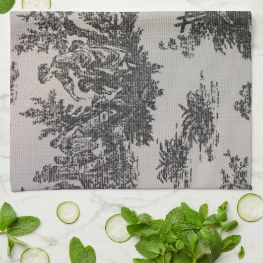 Toile in zwart-wit theedoek (Gevouwen)