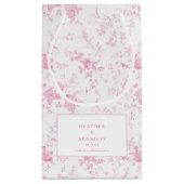 Toile Klassiek Vintage Bloem Roze Bruiloft Klein Cadeauzakje (Achterkant)