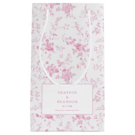 Toile Klassiek Vintage Bloem Roze Bruiloft Klein Cadeauzakje