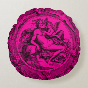  Toile Lady Angel Renaissance Round Pillow Rond Kussen