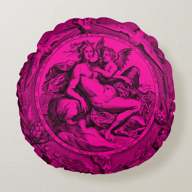  Toile Lady Angel Renaissance Round Pillow Rond Kussen (Voorkant)