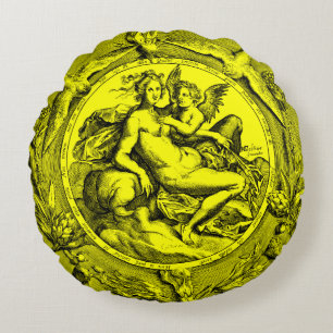  Toile Lady Angel Renaissance Round Pillow Rond Kussen