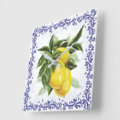Toile Lemons Clock Vierkante Klok (Hoek)