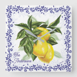 Toile Lemons Clock Vierkante Klok