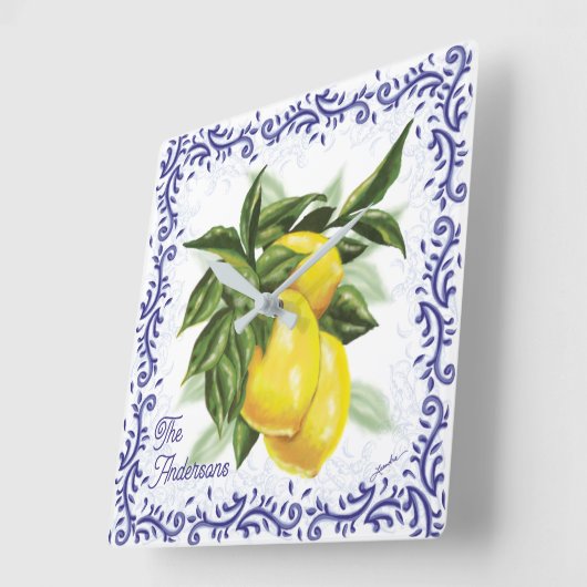 Toile Lemons Clock Vierkante Klok (Hoek)