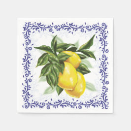 Toile Lemons Cocktail Napkins Servet
