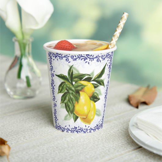 Toile Lemons Paper Cups Papieren Bekers (Insitu)