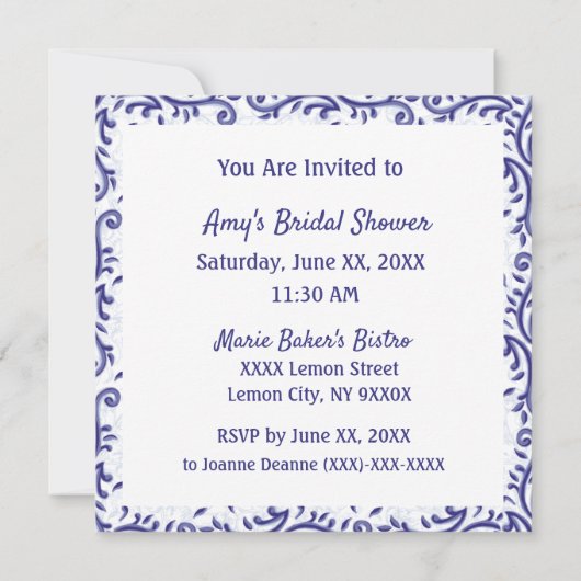 Toile Lemons Uitnodiging voor bruids- of feestjes (Achterkant)