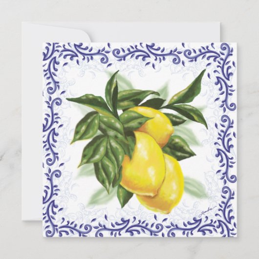 Toile Lemons Uitnodiging voor bruids- of feestjes (Voorkant)