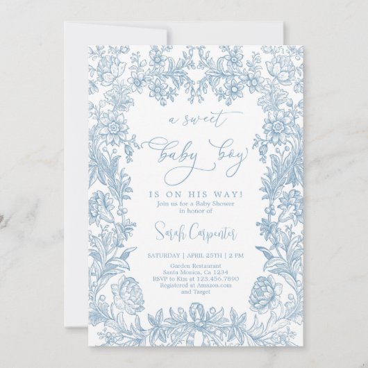 Toile  lijst Baby shower Boy Kaart (Voorkant)