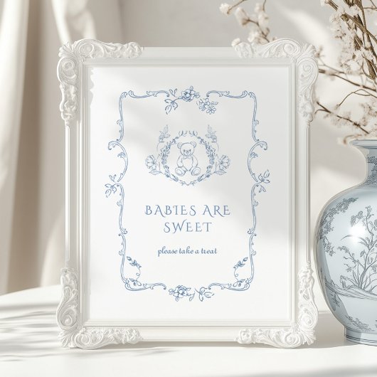 Toile  lijst Baby's zijn lieve teddybeer Poster