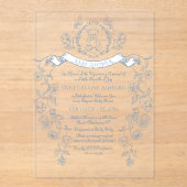 Toile lijst Chinoiserie Baby shower Acryl Uitnodigingen (Voorkant)