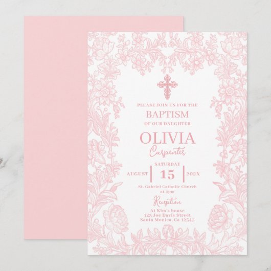 Toile  lijst doop kaart (Voorkant / Achterkant)