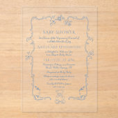 Toile  lijst teddybeer Baby shower Acryl Uitnodigingen (Voorkant)
