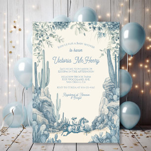 Toile Little Cowboy Baby shower Kaart