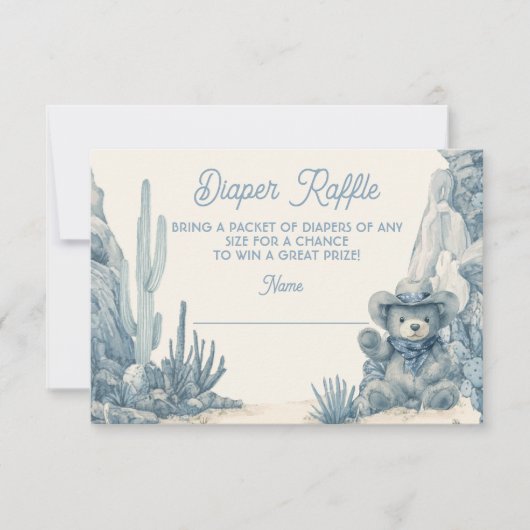 Toile Little Cowboy Teddy Bear Luier Raffle Kaart (Voorkant)